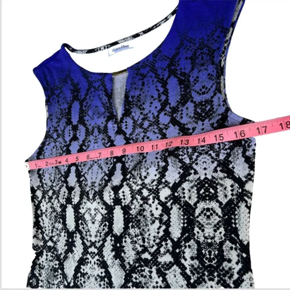 Calvin Klein - Purple Black and White Snake Print Keyhole Tank Top M/L - Picture 12 of 14